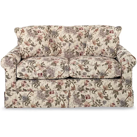 Upholstered Love Seat with Skirted Base